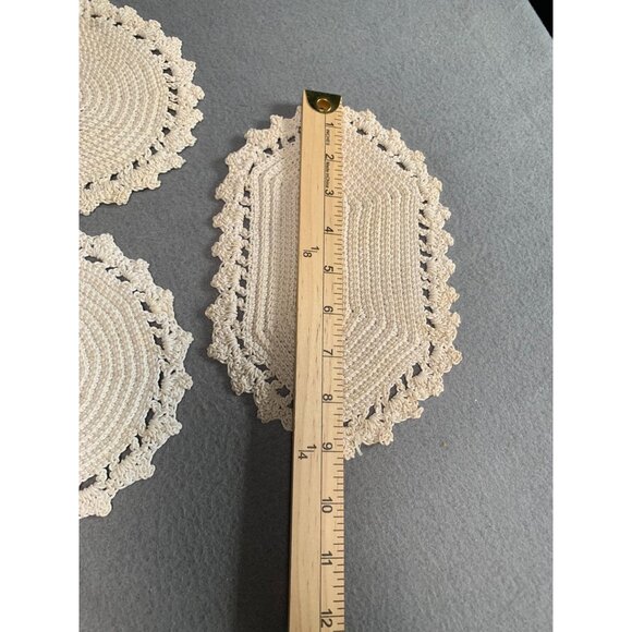 Handmade Crochet Lace Hot Pads plates Set of 3 Beige Cotton - Picture 12 of 15